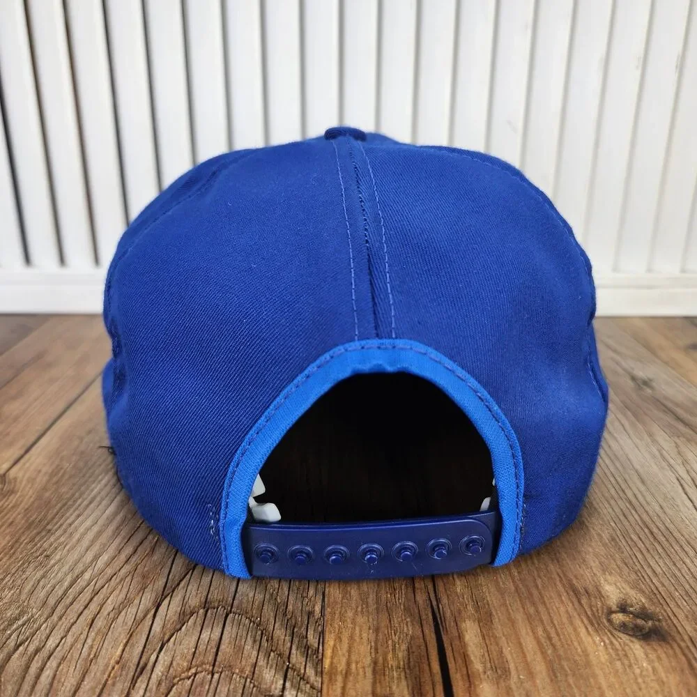 VINTAGE New Era Pro Design Made in USA Snapback Hat Royal Blue 5-Panel Plain Cap